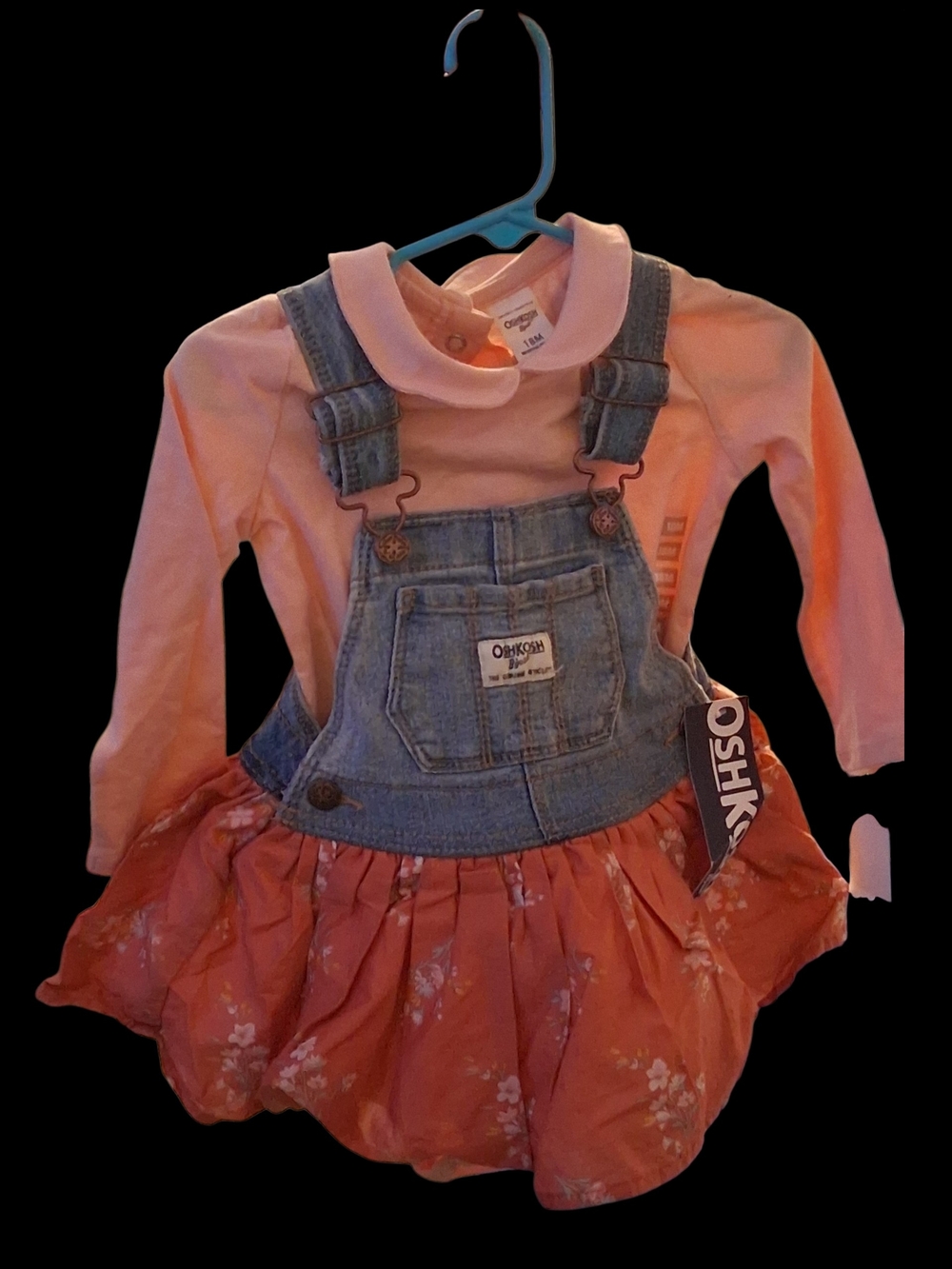 OshKosh B'gosh Pink Floral Denim Overall Dress for Kids